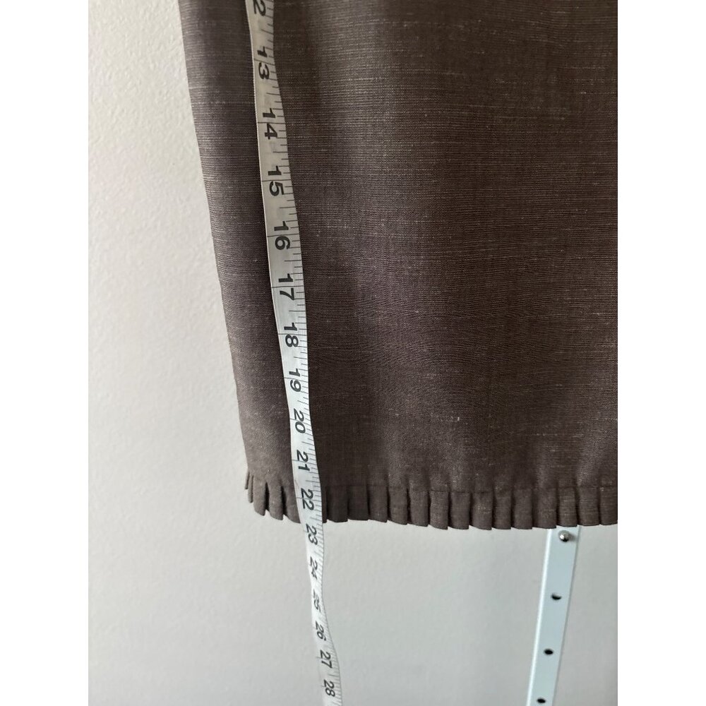 Quiet Luxury Tailored Skirt 8 by Classiques Entier Pleated Hem Rayon-Linen Blend - Picture 7 of 11